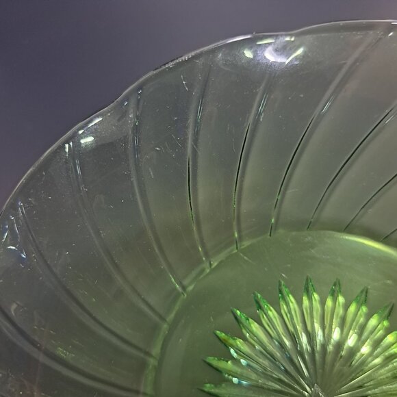 Heisey Moongleam Marcel Wave Swirl Green Bowl Vintage - Picture 3 of 8